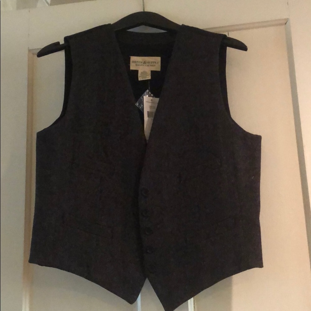 herringbone pattern vest jacket